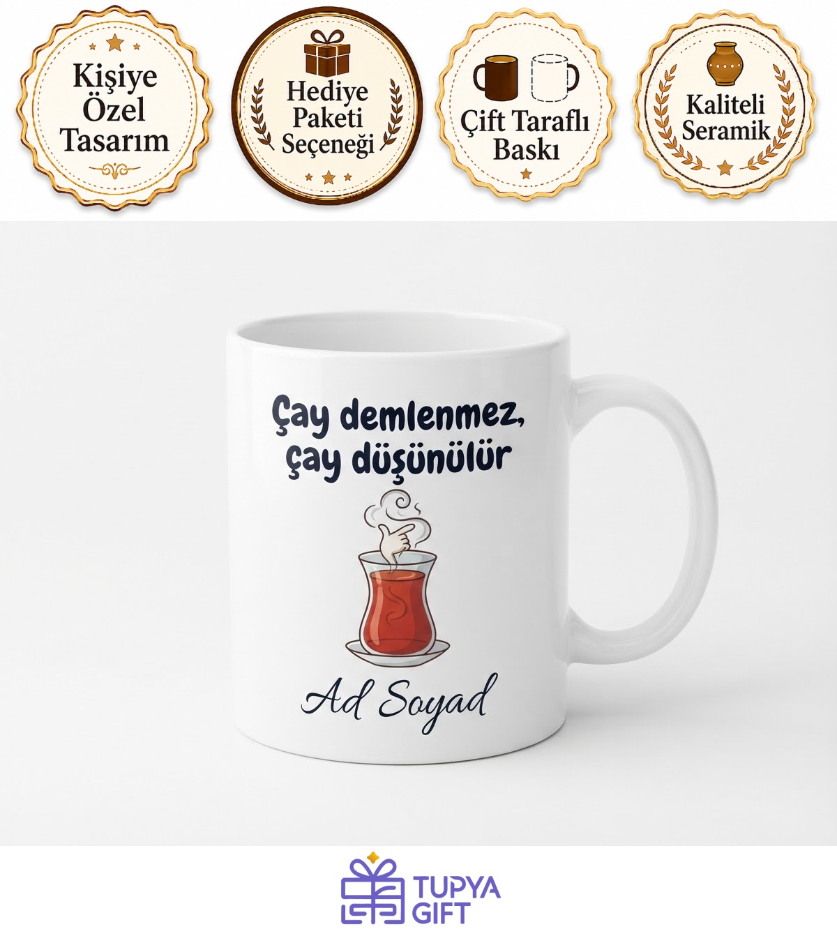 Çay Filozofu Yazılı Komik Baskılı Kupa Bardak Esprili Hediye