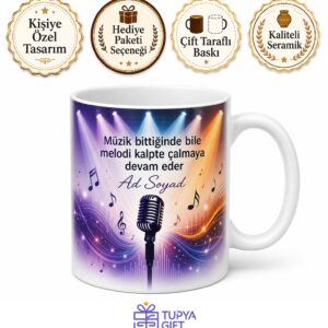 Konser Sahne Temalı Baskılı Kupa Bardak Müzik Severlere Özel Hediye