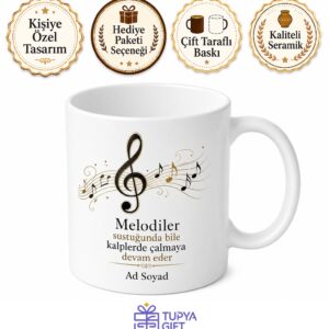 Müzisyen Bestekara Sol Anahtarı Melodi Akışı Kupa Bardak Hediye