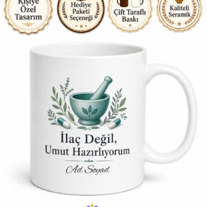 Eczacılık Öğrencisi Hediyesi Özel Tasarım Baskılı Porselen Kupa Bardak