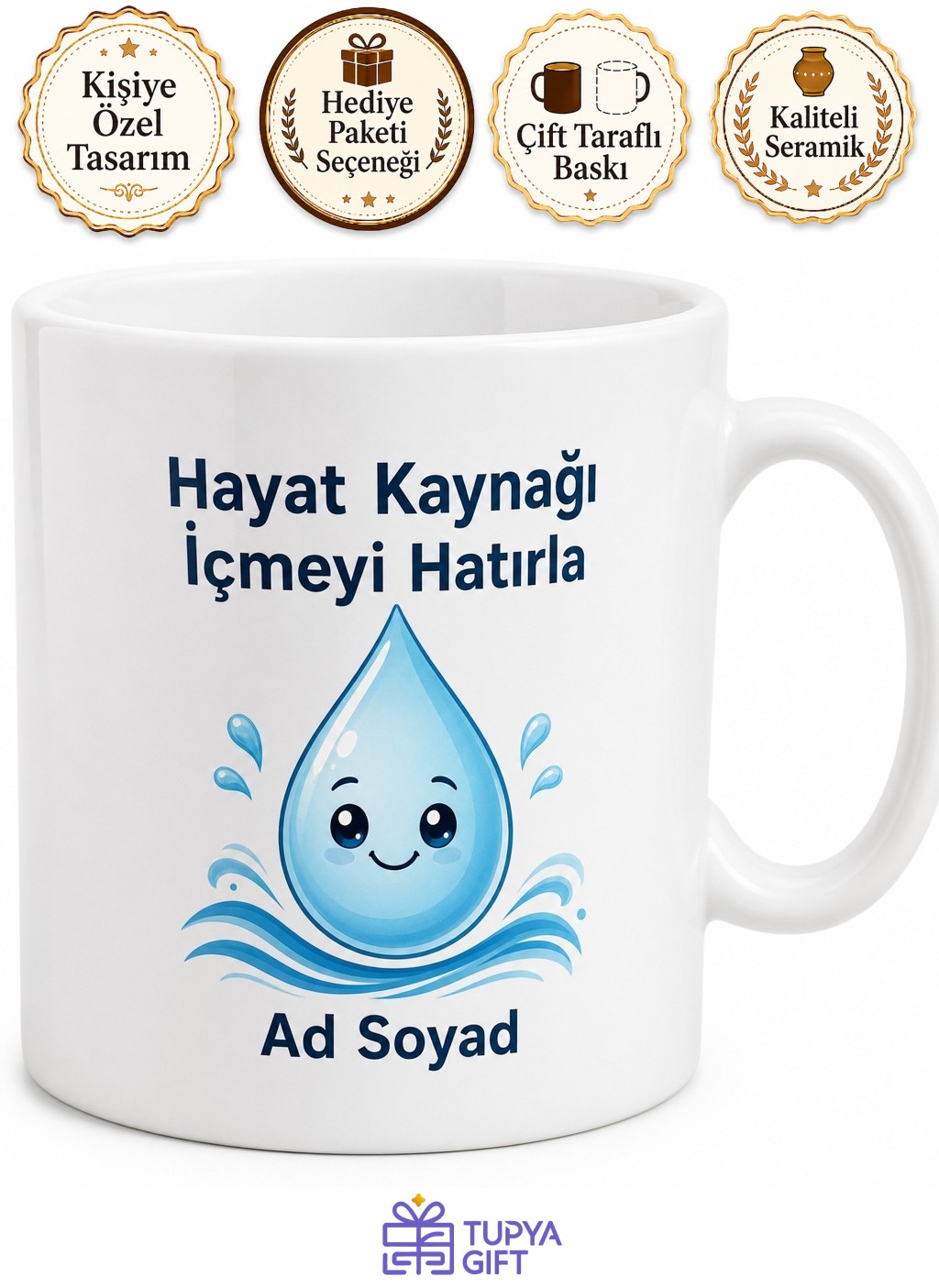 Su İçmeyi Unutan Arkadaşa Hayat Kaynağı İçmeyi Hatırla Uyarı Kupa Hediye Bardak