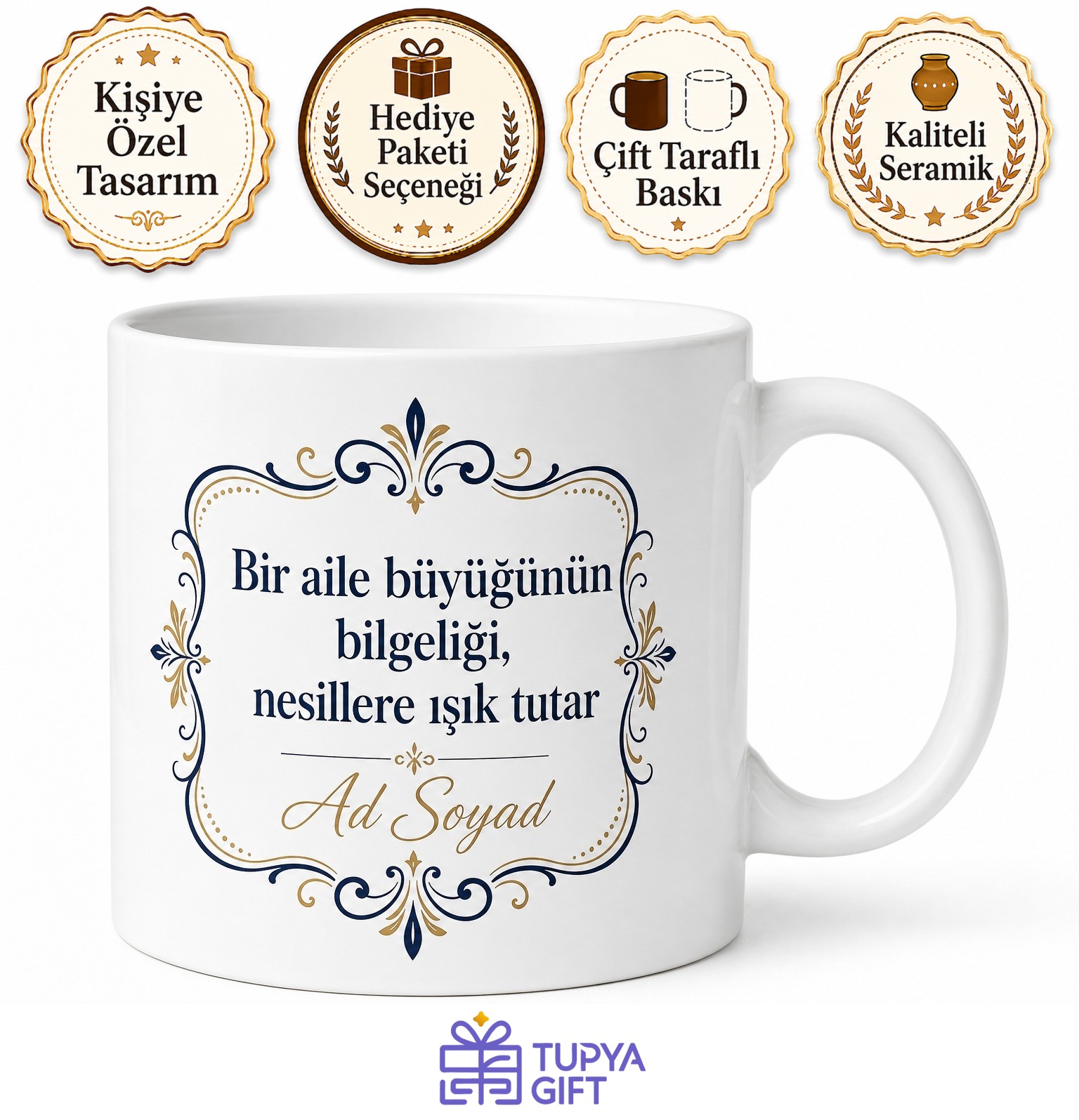 Kayınpeder İçin Kişiye Özel Mesajlı Baskılı Kupa Bardak Aile Hediyesi