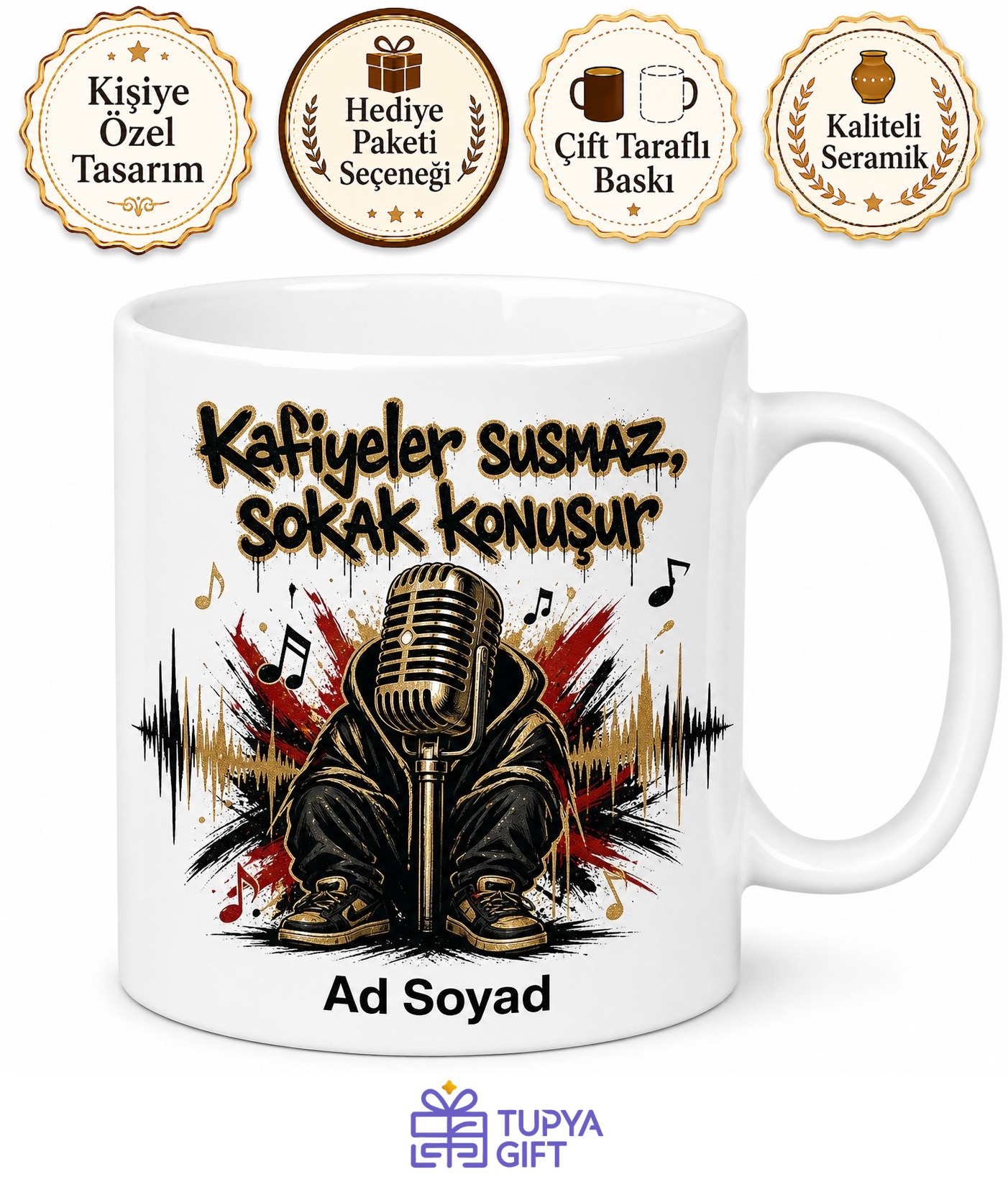 Rap Dinleyenlere Sokak Tarzı Bol Kıyafet Kafiye Ustası Kupa Bardak Hediye