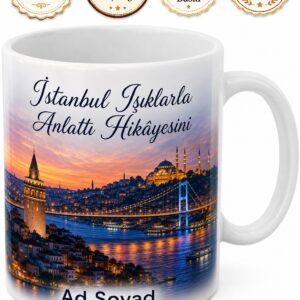 İstanbul Şehir Işıkları Baskılı Kupa Bardak Özel Tasarım Hediye