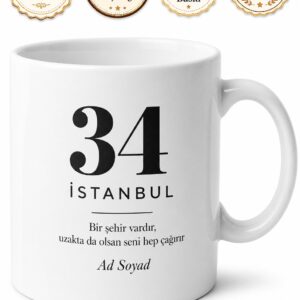 Şehir Plaka Kodlu Minimal Tasarım Kupa Bardak | Özel Baskılı Hediye