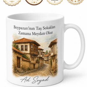 Beypazarı Evi Temalı Ankara Kupası Özel Baskılı Porselen Kupa Hediye Bardak
