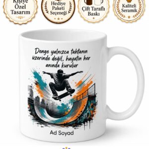 Kaykaycı Rampadan Zıplayanlara Sokak Stili Denge Kupa Bardak Hediye