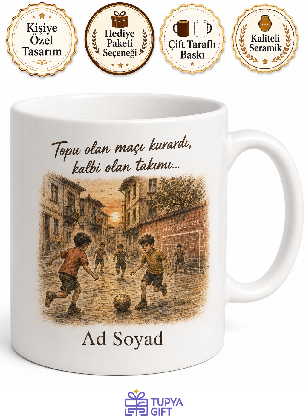 Sokak Çocukları Mahalle Maçı Nostaljik Dostluk Kupası Eski Günler Anı Hediye Kupa Bardak