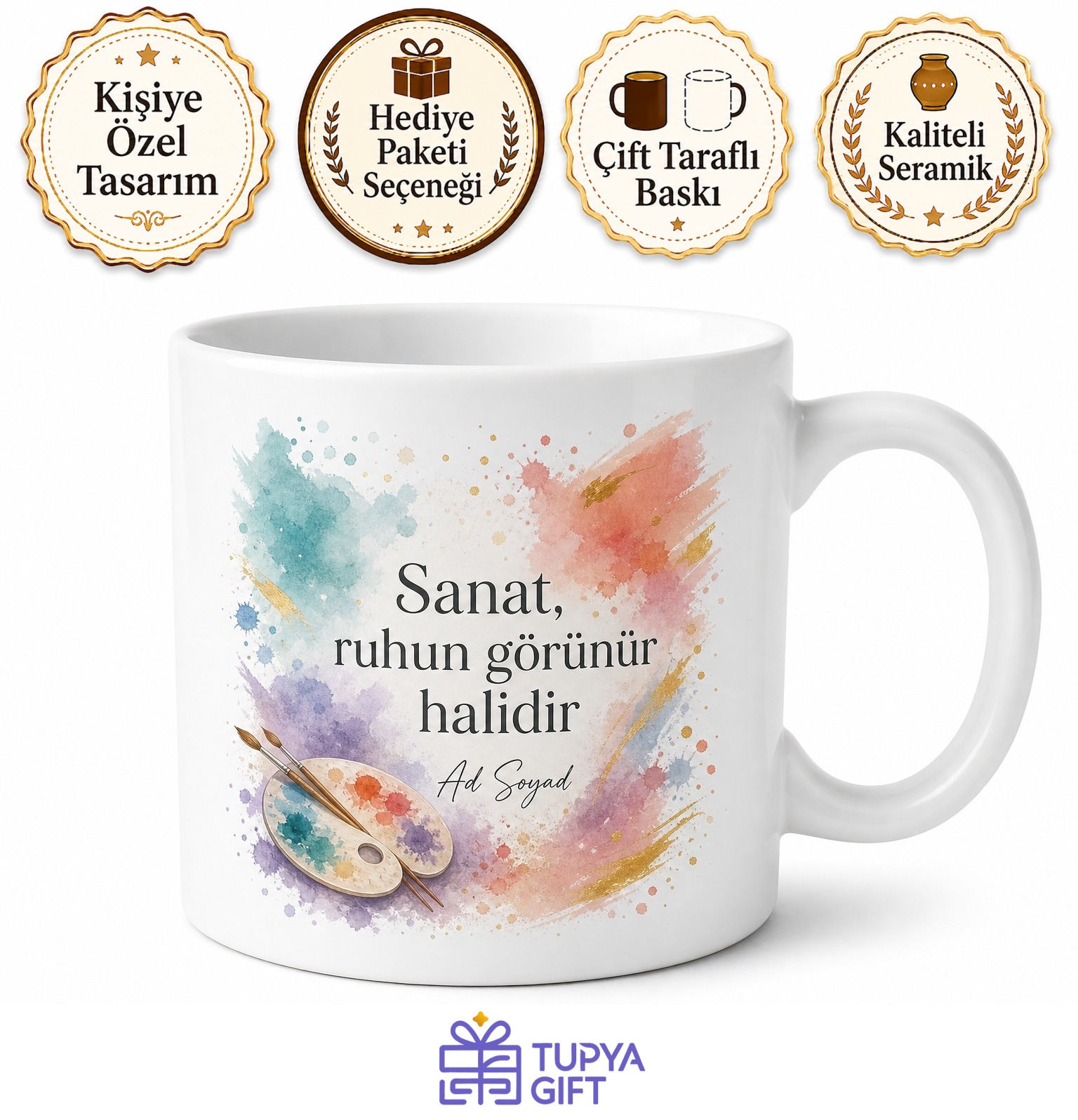 Kişiye Özel Sanatçı Ruhlu Baskılı Kupa Bardak İsimli Hediye