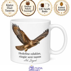 Atmaca Temalı Baskılı Kupa Bardak Hediye Özel Tasarım Porselen Mug