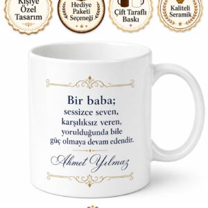 Eksiksiz Baba Yazılı Özel Kupa Bardak Babalar Günü Hediyesi