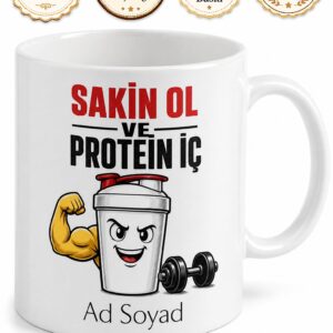 Protein Tozu Temalı Komik Baskılı Kupa Bardak Spor Hediye Fitness Mug