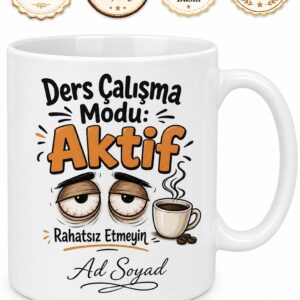 Ders Çalışma Modu Yazılı Komik Baskılı Kupa Bardak Özel Tasarım Hediye