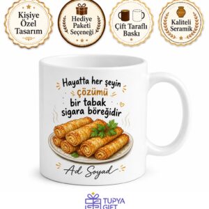 Sigara Böreği Temalı Baskılı Kupa Bardak Komik Hediye Porselen Mug