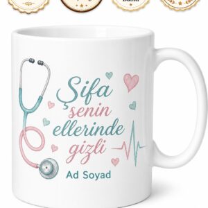 Hemşireye Hediye Sağlıkçı Temalı Baskılı Kupa Bardak Özel Tasarım Porselen