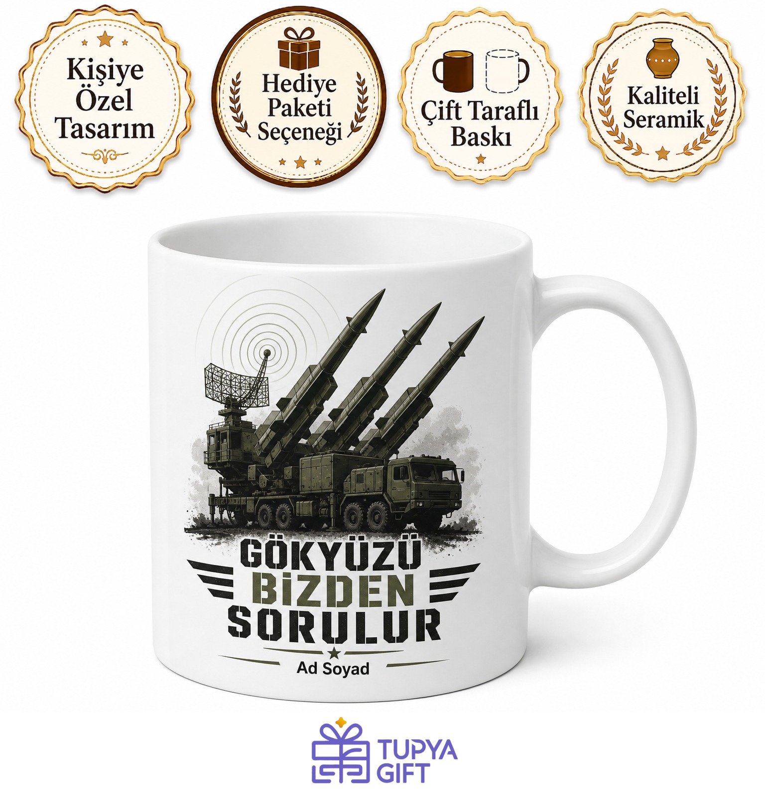 Hava Savunma Birliklerine Gökyüzü Bizden Sorulur Füze Bataryası Kupa Bardak Hediye