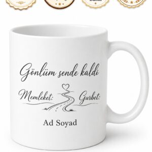 Memleket Gurbet Şehri İkili Yazılı Kupa Bardak Özel Tasarım Hediye