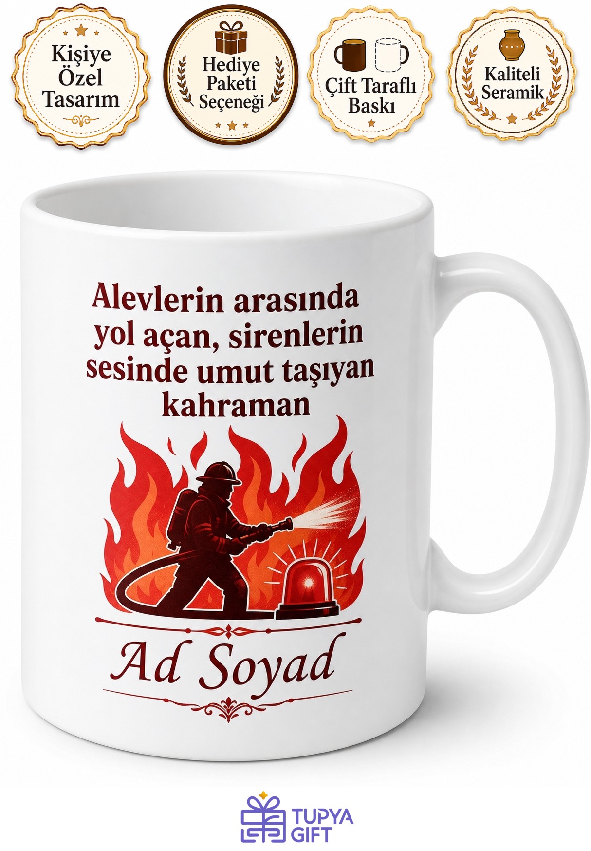 İtfaiye Şoförüne Acil Çıkış Siren Sesleri Yangına Müdahale Kupa Bardak Hediye