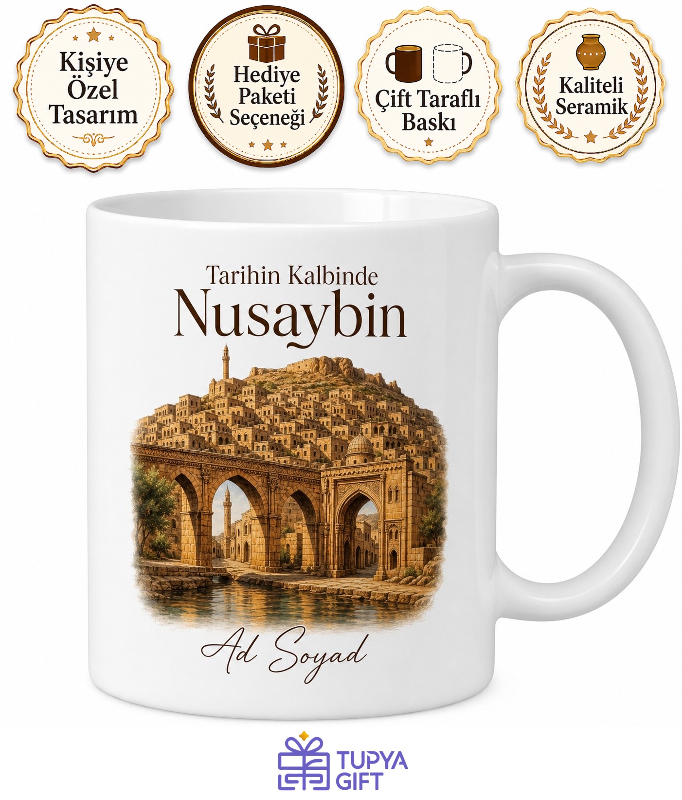 Nusaybin Tarihi Dokusu Kültürü Mardin Hatırası Kupa Bardak Hediye