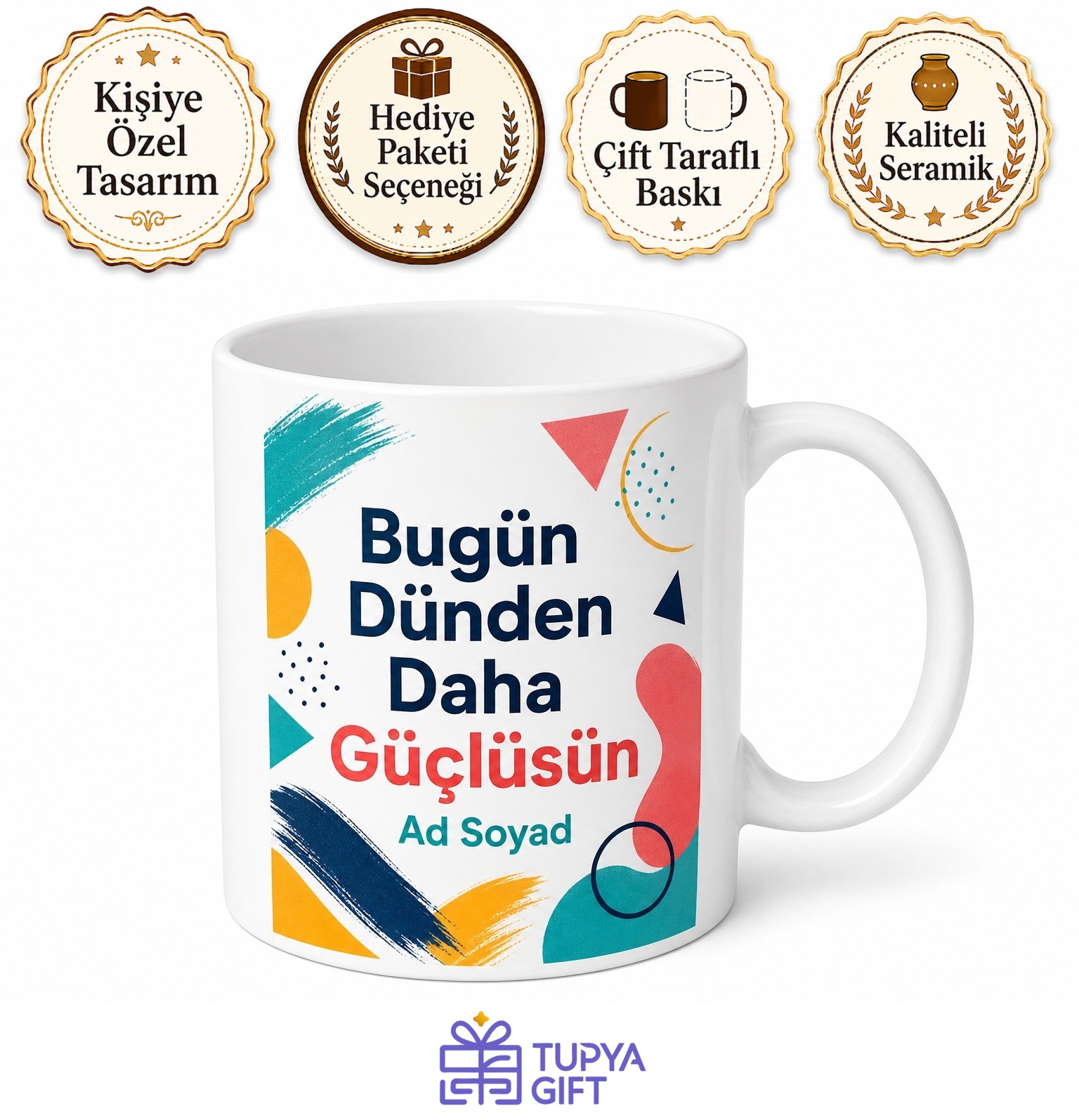 Motivasyon Desenli Baskılı Kupa Bardak Günlük İlham Hediyesi Porselen Mug