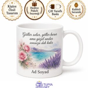 Burdur Salda Gölü Kıyısında Lavanta Koklayanlara Gül Diyarı Kupa Hediye Bardak