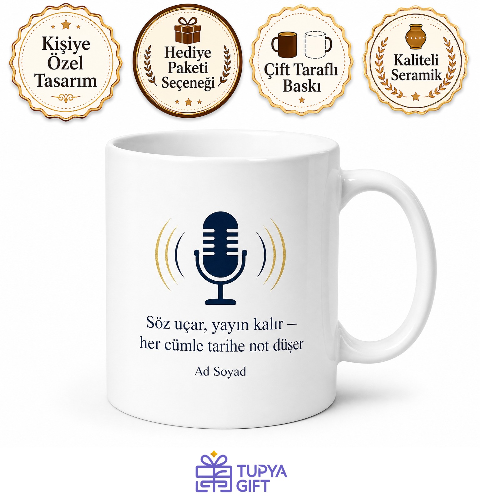 Spiker Canlı Yayın Ciddiyeti Kupa Bardak Hediye Özel Tasarım Porselen Mug