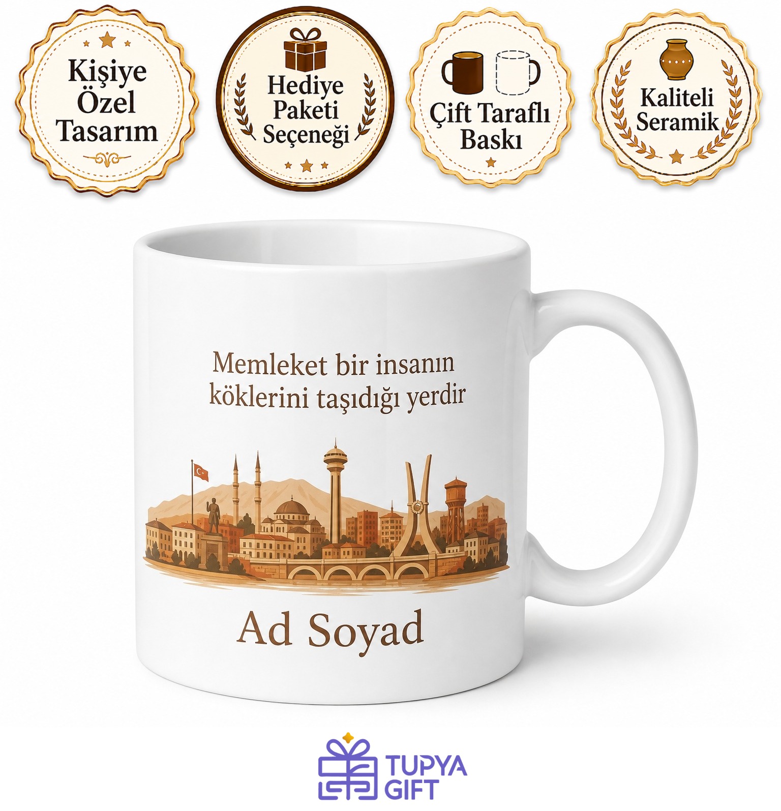 Kırıkkale Memleket Temalı Kişiye Özel Baskılı Kupa Bardak Hediye