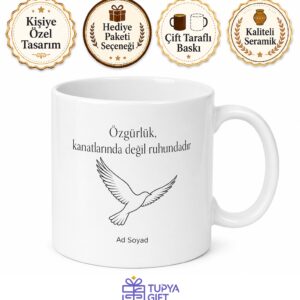 Kuş Sevenlere Minimal Kupa Bardak Özel Tasarım Hediye Porselen Bardak