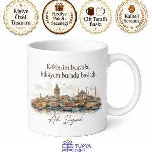 Kişiye Özel Büyüdüğüm Şehir Temalı Baskılı Kupa Bardak Hediye