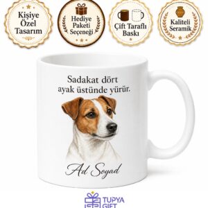İsme Özel Jack Russell Terrier Desenli Kupa Bardak Köpek Severler İçin Hediye