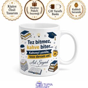 Akademik Hayat Yazılı Komik Baskılı Kupa Bardak Hediye Porselen Mug
