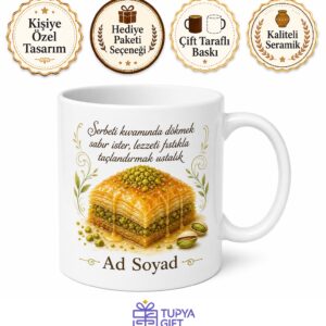 Tatlıcıya Hediye Baklava Şerbet Fıstıklı Lezzet Kupa Bardak Özel Tasarım