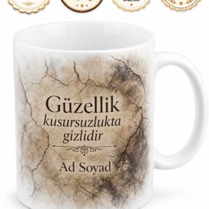 Çatlak Doku Temalı Baskılı Kupa Bardak Özel Tasarım Porselen Hediye
