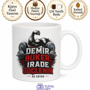 Ağırlık Kaldırma Temalı Baskılı Kupa Bardak Spor Hediye Fitness Mug
