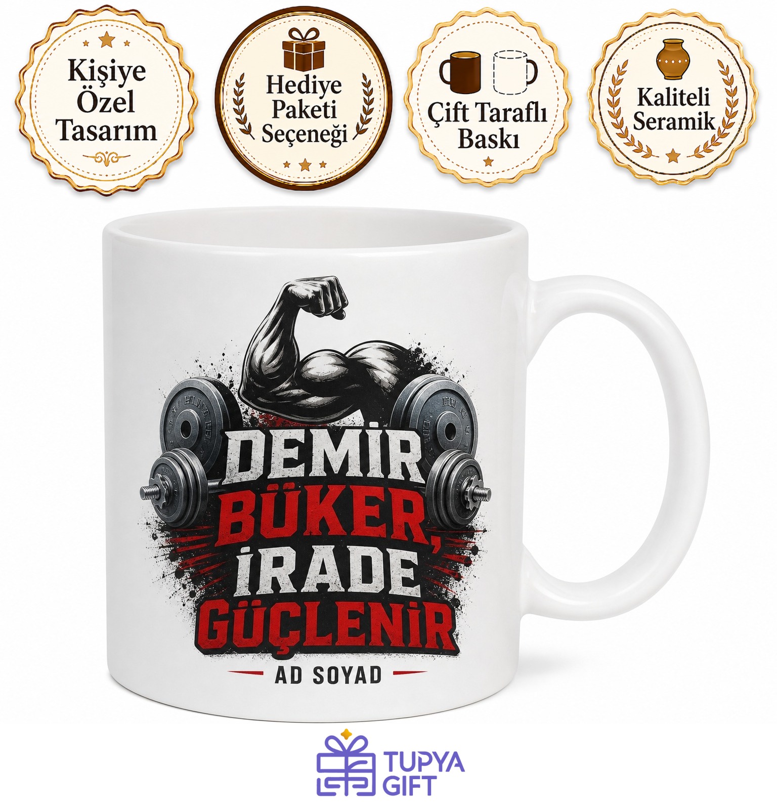 Ağırlık Kaldırma Temalı Baskılı Kupa Bardak Spor Hediye Fitness Mug