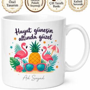 Yaz Partisi Temalı Baskılı Kupa Bardak Hediye Özel Tasarım Porselen Mug