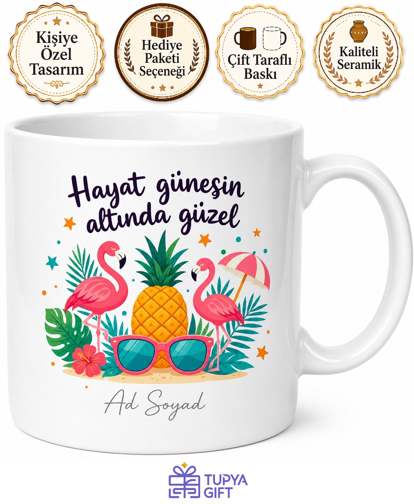 Yaz Partisi Temalı Baskılı Kupa Bardak Hediye Özel Tasarım Porselen Mug