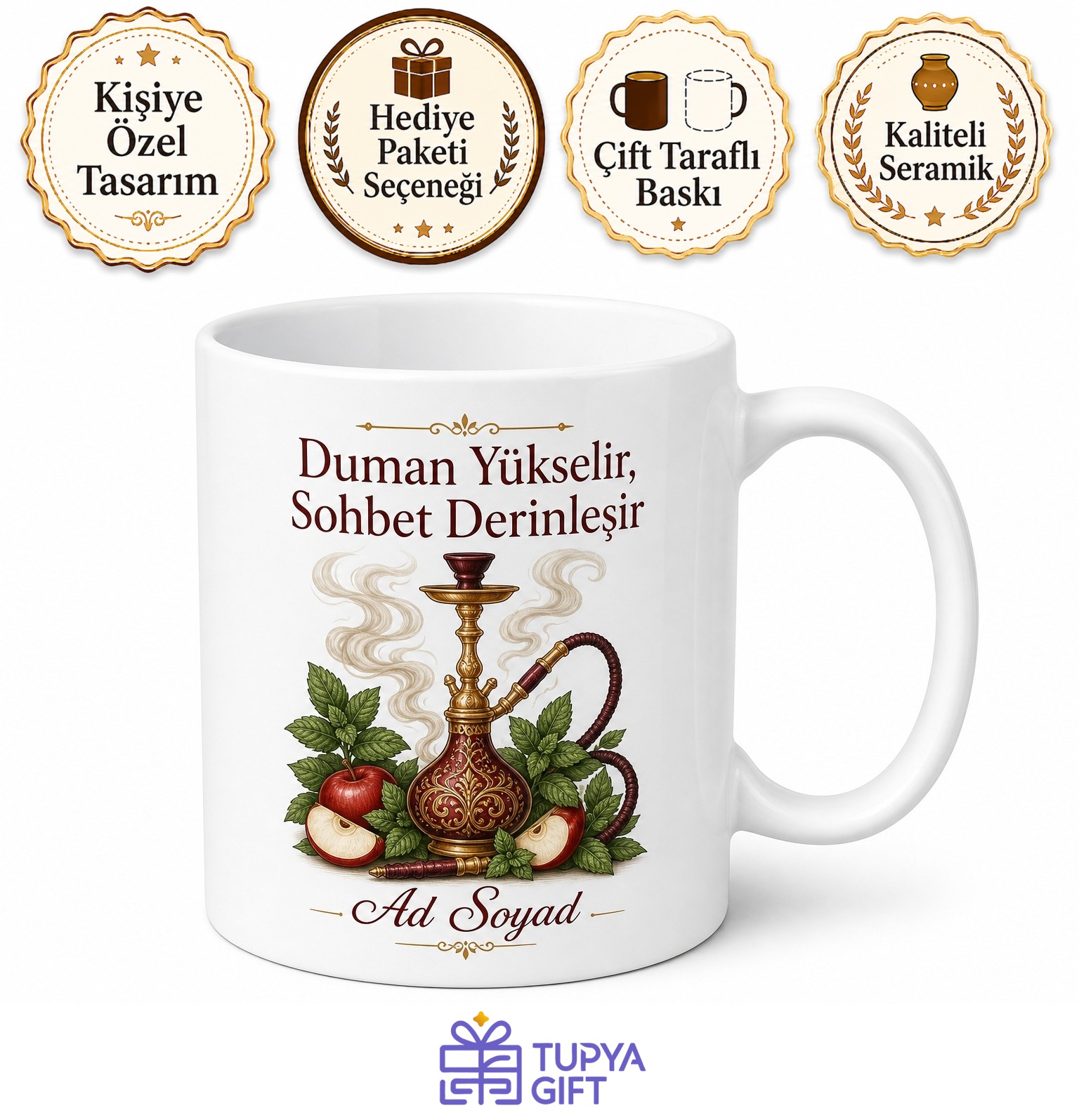 Nargileciye Hediye Kafe Ruhu Elmalı Naneli Köz Hazırlayanlara Özel Tasarım Kupa Bardak