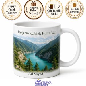 Yusufeli Baraj Gölleri Doğa Manzarası Artvin Hatırası Porselen Kupa Bardak Hediye