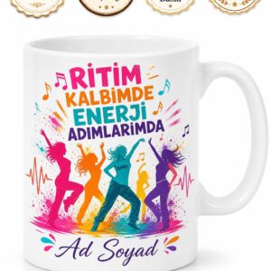 Zumba Dansı Kalori Yakan Ritimli Hareketli Neşeli Kupa Bardak Hediye