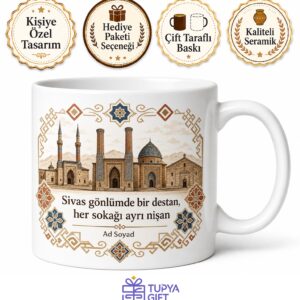 Sivas Memleket Temalı Kişiye Özel Baskılı Kupa Bardak Hediye
