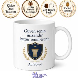 Sigortacıya Hediye Güven Temalı Özel Tasarım Baskılı Porselen Kupa Bardak