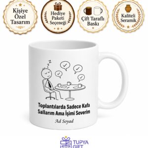 Toplantılarda Sadece Kafa Sallayan Beyaz Yakalı Esprili Kupa Bardak Hediye
