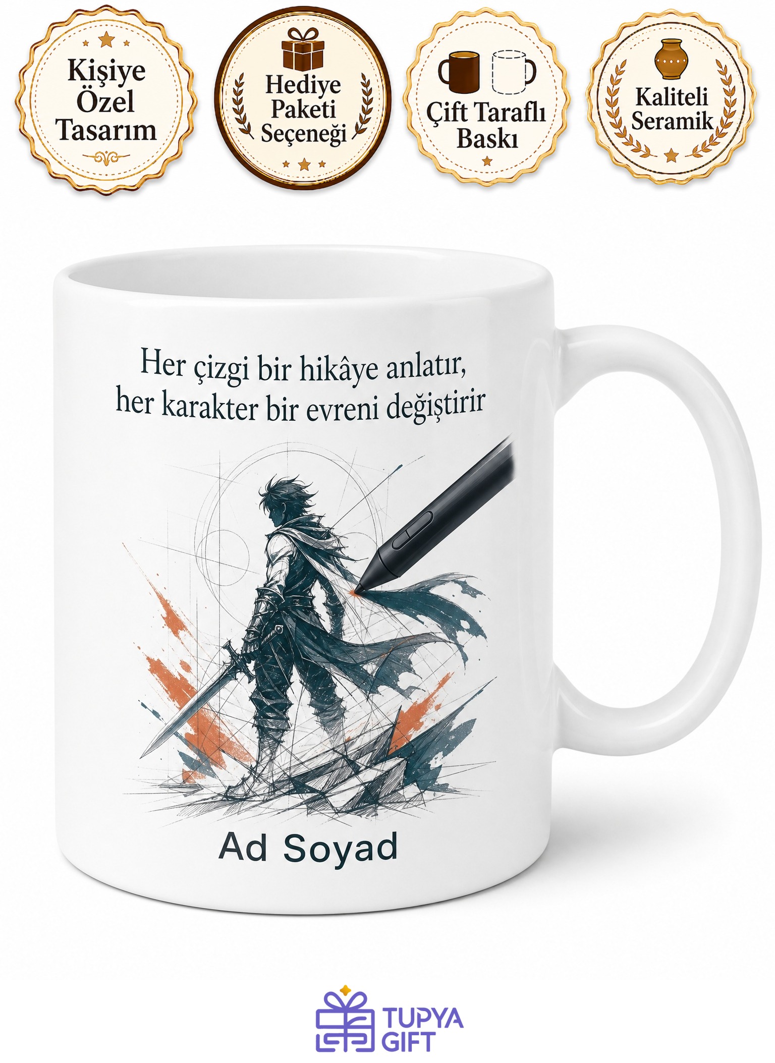 Karakter Tasarımcısı Konsept Çizim Oyun Karakteri Modelleme Kupa Bardak Hediye