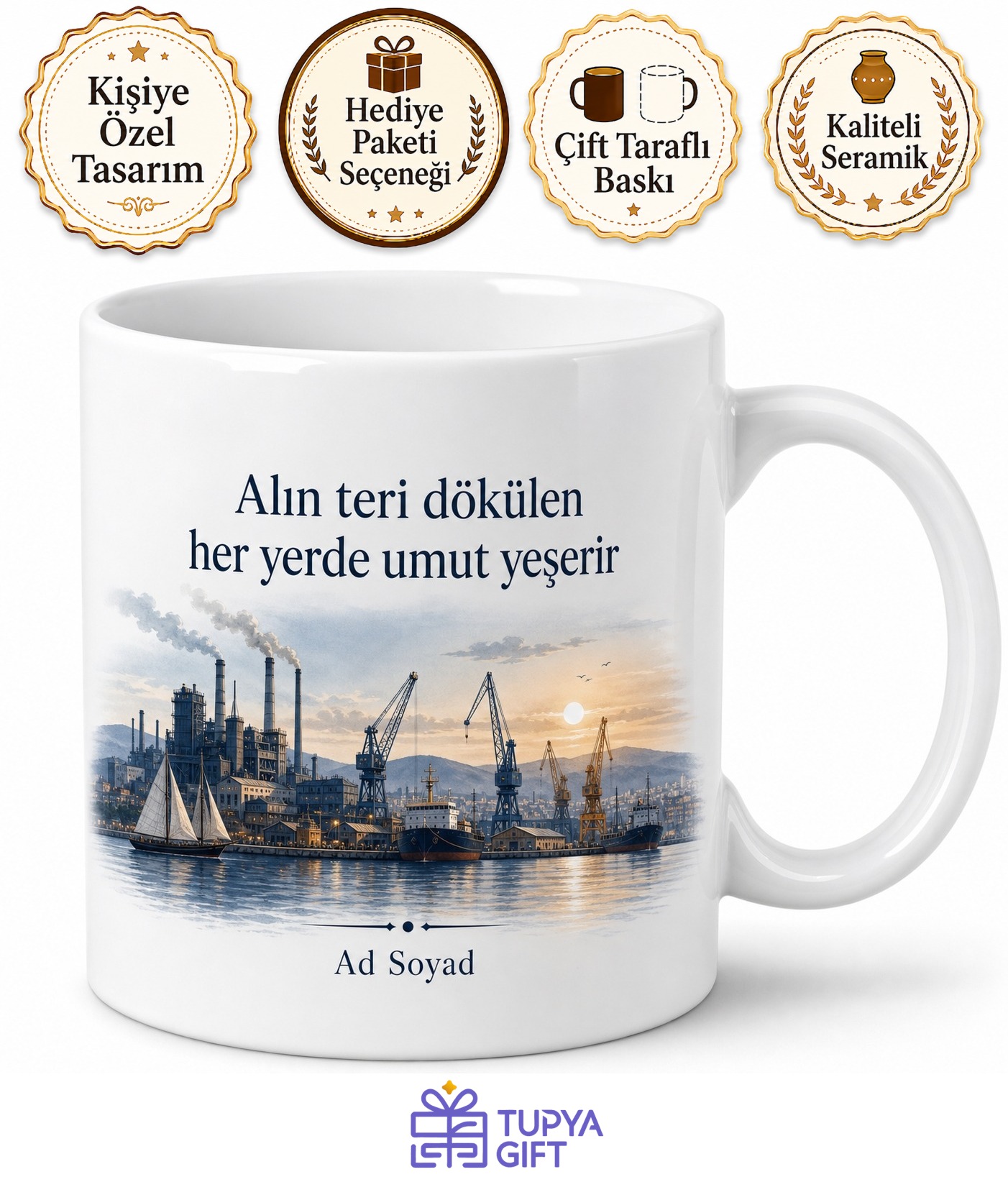 İzmit Körfez Manzarası Sanayi ve Emekçi Şehri Kupa Bardak Hediye