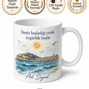 Kuşadası Tatilci Ruhu Aydın Hatırası Hediye Kupa Bardak Porselen
