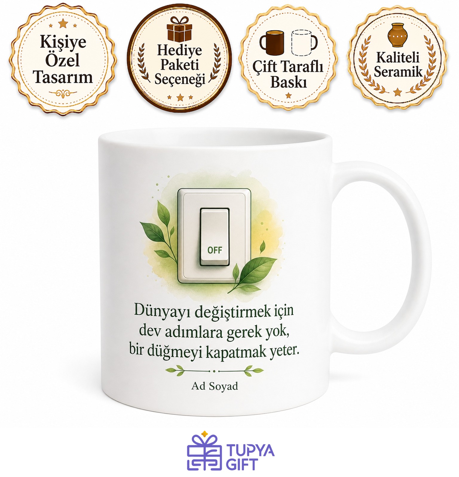 Enerji Tasarrufu Yapanlara Işıkları Kapatma Fişleri Çekme Bilinci Kupa Hediye Bardak