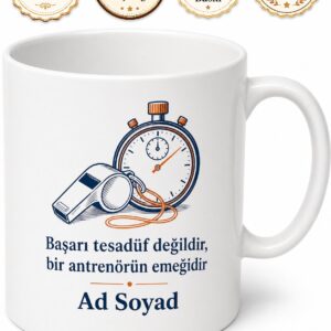 Antrenör İsme Özel Baskılı Kupa Bardak Hediye Antrenöre Hediye Kupa