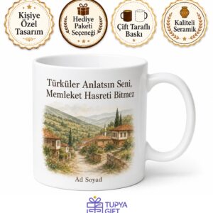 Memleket Türküsü Temalı Baskılı Kupa Bardak Hediye Porselen Mug
