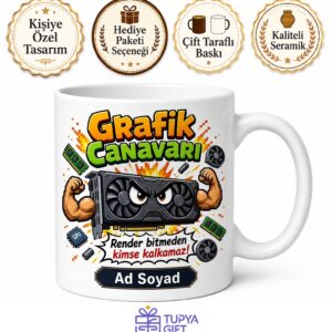 İsme Özel Grafik Canavarı Yazılı Komik Kupa Bardak Hediye